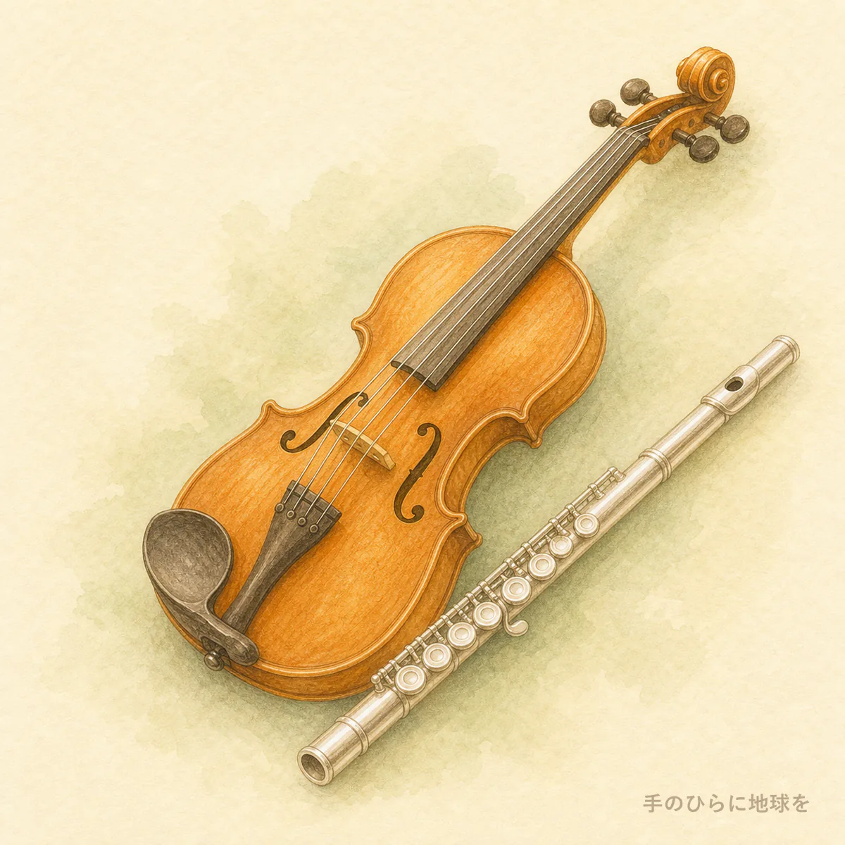 バイオリンとフルートの挿絵